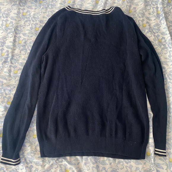 Uniqlo V-neck varsity stripe navy sweater XL - Picture 3 of 3
